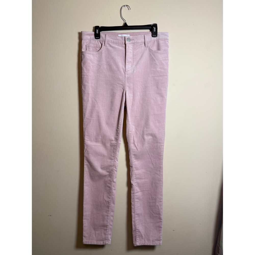 Loft High Waist Skinny Corduroy Pants Pink 30/10 Fine Wale Stretch Slim Trousers